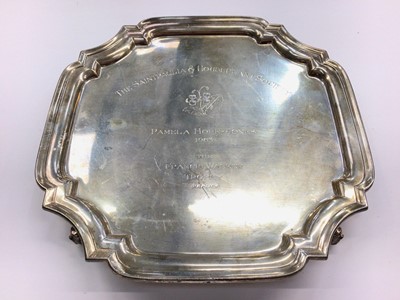 Lot 1112 - Silver salver with engraved presentation inscription