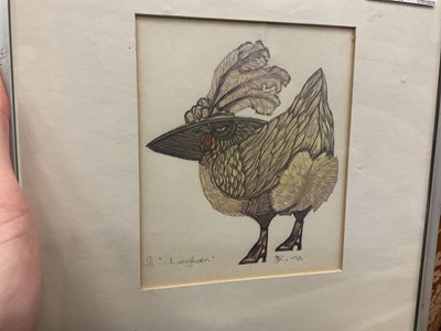 Lot 567 - Barbara Robertson D.A., amusing signed limited print of a chicken 'Leghorn', no. 13 of 13, mounted in glazed frame.