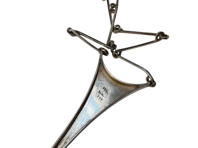 Lot 11 - Peruvian silver (925) and raw turquoise abstract modernist pendant necklace and similar ring