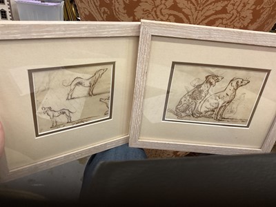 Lot 569 - Two French School 18th Century, pen and ink studies of dogs, 15 x 14 and 13 x 18cm, mounted in glazed frames.