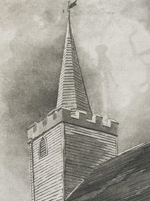 Lot 1193 - *Richard Bawden (1936-2024) signed limited edition etching - St Mary's, Great Canfield, 4/100, 50cm x 40cm, in glazed frame