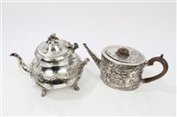 Lot 303 - George III Silverer teapot of oval cylindrical...