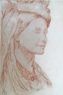 Lot 95 - Late 19th/early 20th Century chalk - Portrait of a Woman, monogrammed, 25cm x 17cm, unframed