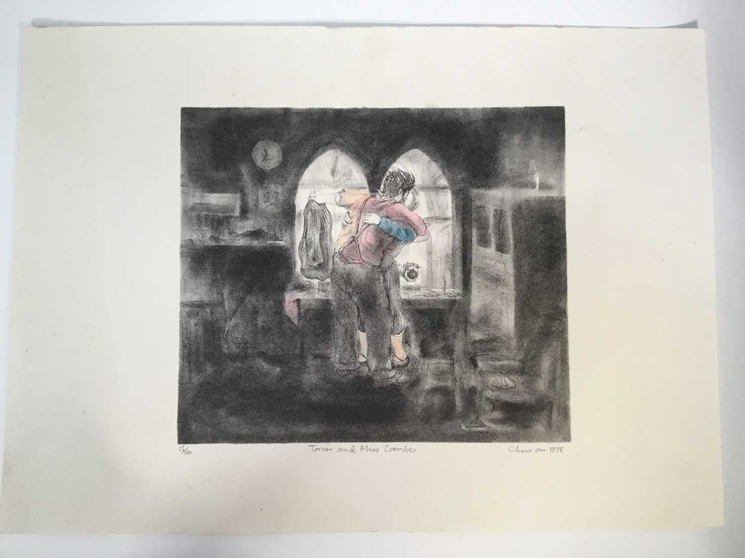 Lot 256 - Chris Orr (b. 1943) colour lithograph - Torvar and Miss Coombes, signed, titled and numbered, with blind stamp, 25cm x 29cm, unframed