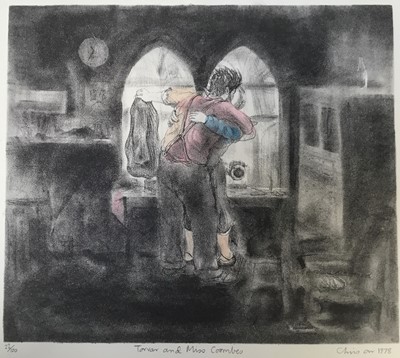Lot 256 - Chris Orr (b. 1943) colour lithograph - Torvar and Miss Coombes, signed, titled and numbered, with blind stamp, 25cm x 29cm, unframed