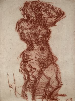 Lot 146 - Eric Kahn (1904-1980) red chalk figure study, signed, 50.5cm x 37cm, in glazed frame