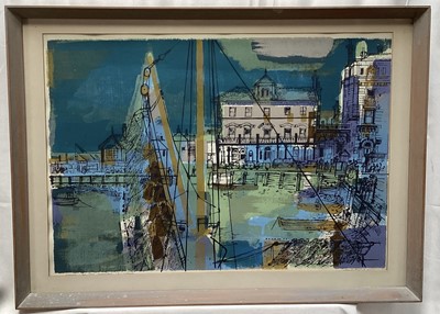 Lot 1235 - Henry Collins (1910-1994) signed limited edition screenprint - Harwich, dated Jan. 1965, 1/8, inscribed in pencil, 49cm x 65cm, in glazed frame