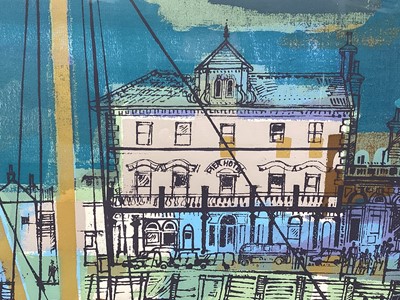 Lot 1235 - Henry Collins (1910-1994) signed limited edition screenprint - Harwich, dated Jan. 1965, 1/8, inscribed in pencil, 49cm x 65cm, in glazed frame
