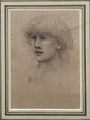 Lot 210 - Pre-Raphaelite School 19th century, pencil study, indistinctly signed and dated, 14cm x 10cm, framed