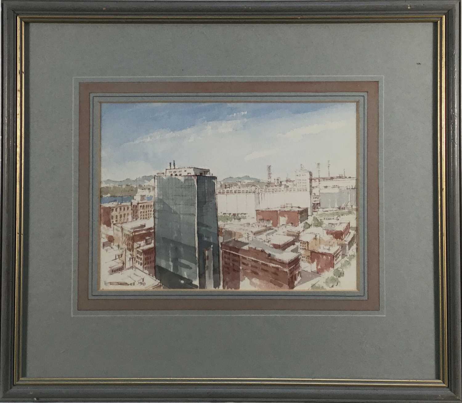 Lot 307 - Peter Bell (Contemporary) two watercolours - a view of Montreal and 'By the Serpentine', both signed