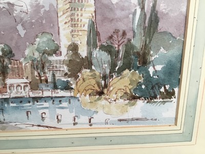 Lot 307 - Peter Bell (Contemporary) two watercolours - a view of Montreal and 'By the Serpentine', both signed
