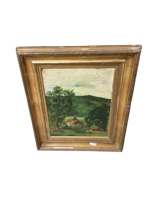 Lot 571 - Large selection of pictures and prints, including an oil on board of a cottage scene.