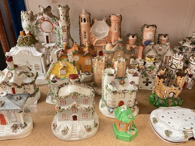 Lot 568 - Collection of 19th century Staffordshire pottery and porcelain cottage shaped pastille burners