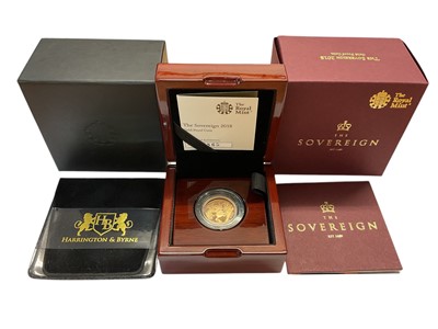 Lot 471 - G.B. - Royal Mint gold proof Sovereign Elizabeth II 2018 (N.B. Cased with Certificate of Authenticity) (1 coin)