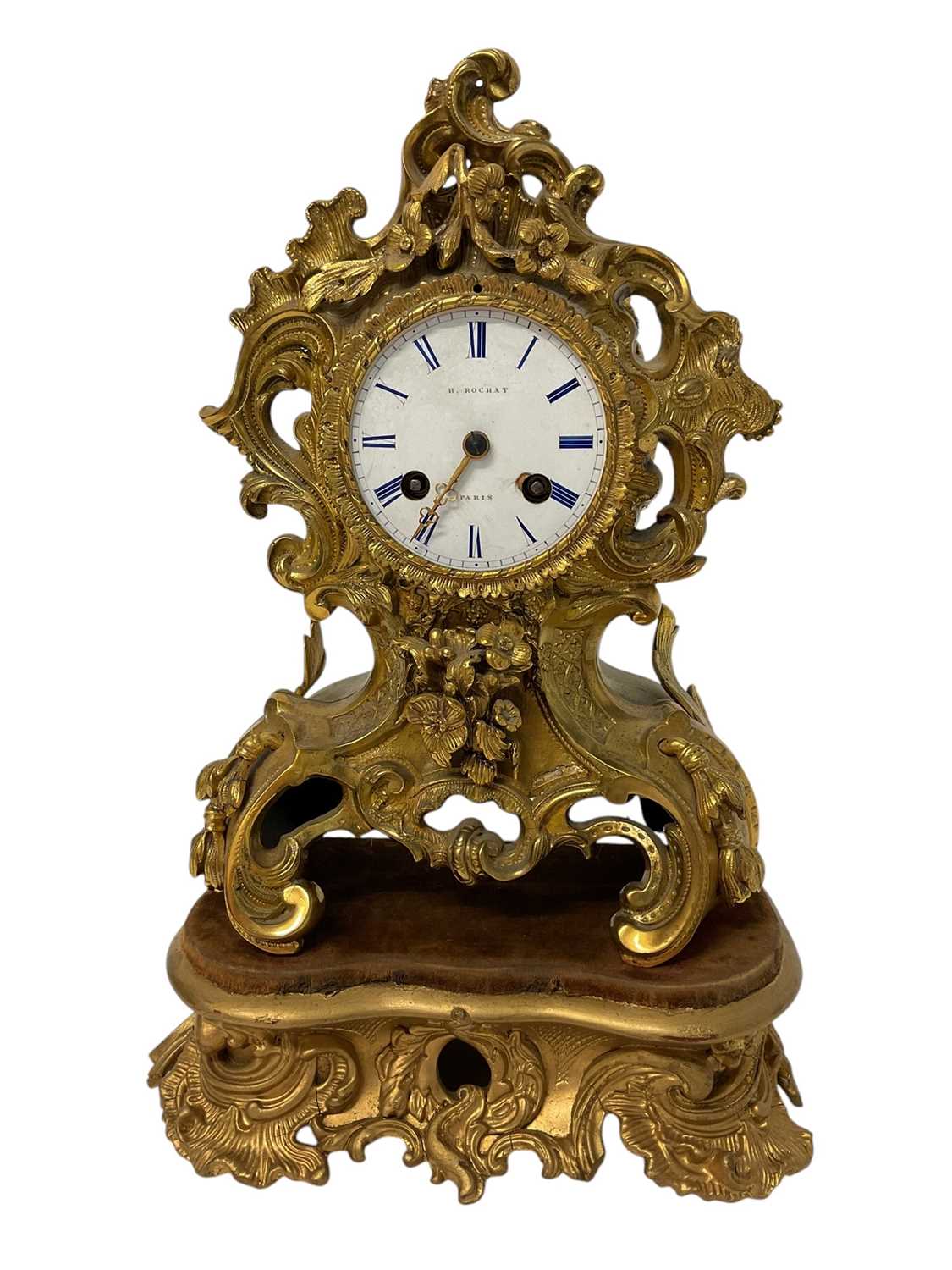 Lot 631 - 19th century French ormolu mantel clock, signed H. Rochat, Paris