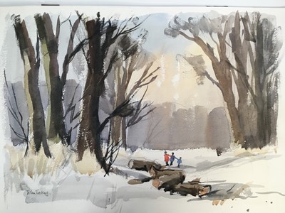 Lot 102 - John Tookey (b. 1947) watercolour - A Walk in the Forest, signed, 38cm x 52cm, unframed