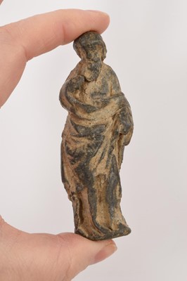 Lot 868 - Roman bronze or lead votive figure, collectors mark to base