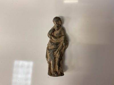 Lot 868 - Roman bronze or lead votive figure, collectors mark to base