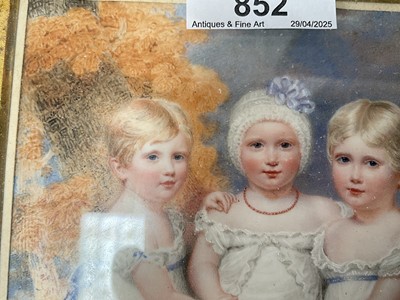 Lot 852 - William Douglas (1780-1832) miniature watercolour on ivory depicting three children