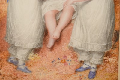 Lot 852 - William Douglas (1780-1832) miniature watercolour on ivory depicting three children