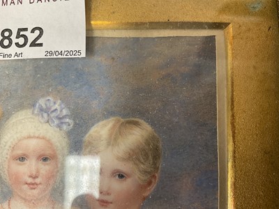 Lot 852 - William Douglas (1780-1832) miniature watercolour on ivory depicting three children