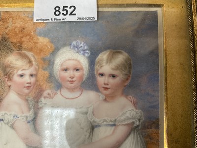 Lot 852 - William Douglas (1780-1832) miniature watercolour on ivory depicting three children