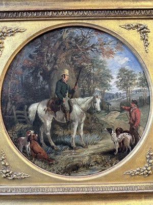 Lot 1240 - Henry Thomas Alken Snr. (1785-1851) oil on board - The Day’s Bag, signed, 30cm x 30cm, in oval slip and gilt frame