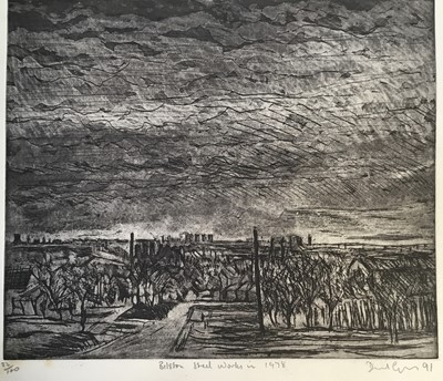 Lot 106 - Dave Gunning (Contemporary) etching - Bilston Steelworks in 1978, signed in pencil, titled, numbered and dated '91, 27cm x 32cm, unframed