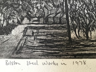 Lot 317 - Dave Gunning (Contemporary) etching - Bilston Steelworks in 1978, signed in pencil, titled, numbered and dated '91, 27cm x 32cm, unframed