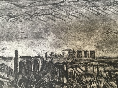 Lot 317 - Dave Gunning (Contemporary) etching - Bilston Steelworks in 1978, signed in pencil, titled, numbered and dated '91, 27cm x 32cm, unframed
