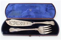 Lot 324 - Pair Victorian Silverer Kings pattern fish...