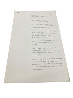 Lot Original script by Marty Feldman and John Law for the Frost Report for 'Three Men' featuring John Cleese, Ronnie Barker and Ronnie Corbett. Provenance: Josephine Tewson Collection