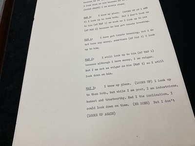 Lot Original script by Marty Feldman and John Law for the Frost Report for 'Three Men' featuring John Cleese, Ronnie Barker and Ronnie Corbett. Provenance: Josephine Tewson Collection