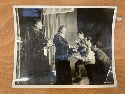 Lot Publicity photographic still of Richard III with Lawrence Olivier and Sir Ralph Richardson and signed photograph of Dame Edith Evans in Laureola (1949)