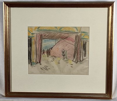 Lot 112 - Steven Spurrier RA (1878-1961) crayon and pastel - ‘Olympia’ circus, signed and titled, 19cm x 24cm, in glazed frame