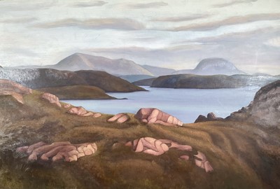 Lot 118 - Margaret Barnard (1898-1992) oil on board - Loch Enchard, Sutherland, monogrammed, 50cm x 76cm, label verso, framed