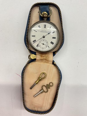 Lot 1052 - Silver cased H. Lyons pocket watch in travel case