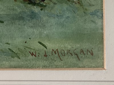 Lot 111 - Walter Jenks Morgan (1847-1924) watercolour - 'At Bury, Sussex', signed, 14cm x 23cm, in glazed frame