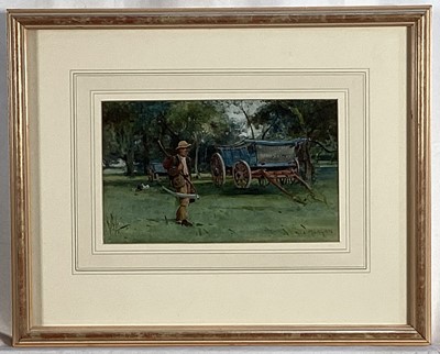 Lot 111 - Walter Jenks Morgan (1847-1924) watercolour - 'At Bury, Sussex', signed, 14cm x 23cm, in glazed frame