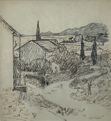 Lot 2 - Charles McCall (1907 -1989) Ink and pencil drawing -Languedoc, signed, 26cm x 24cm, in glazed frame