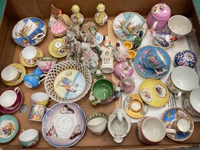 Lot 234 - Collection of miniature cabinet tea bowls and saucers and similar, various other miniature pieces