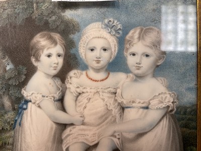 Lot 853 - William Douglas (1780-1832) portrait miniature on ivory depicting three children