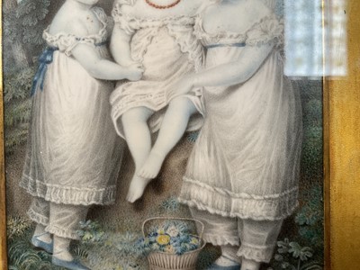 Lot 853 - William Douglas (1780-1832) portrait miniature on ivory depicting three children