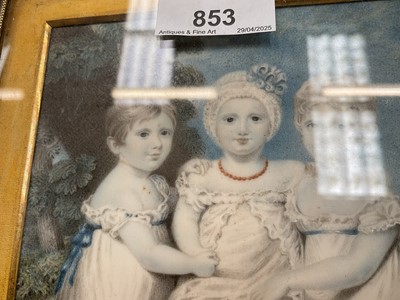 Lot 853 - William Douglas (1780-1832) portrait miniature on ivory depicting three children