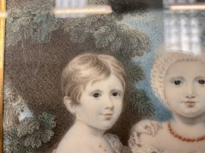 Lot 853 - William Douglas (1780-1832) portrait miniature on ivory depicting three children