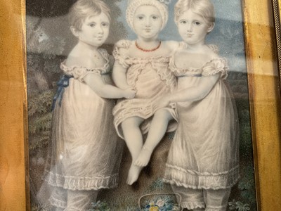 Lot 853 - William Douglas (1780-1832) portrait miniature on ivory depicting three children