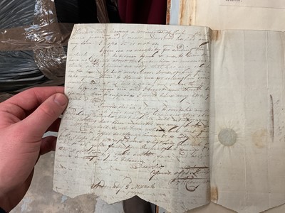 Lot 938 - Fascinating album containing letters, cuttings and ephemera, including letters from, and drafts of letters to James Stuart, the Old Pretender, and his wife Clementina in correspondence with the...