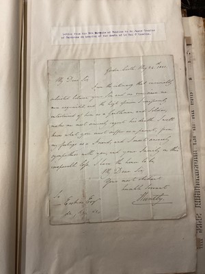 Lot 938 - Fascinating album containing letters, cuttings and ephemera, including letters from, and drafts of letters to James Stuart, the Old Pretender, and his wife Clementina in correspondence with the...