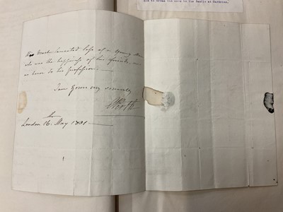 Lot 938 - Fascinating album containing letters, cuttings and ephemera, including letters from, and drafts of letters to James Stuart, the Old Pretender, and his wife Clementina in correspondence with the...