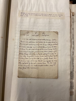 Lot 938 - Fascinating album containing letters, cuttings and ephemera, including letters from, and drafts of letters to James Stuart, the Old Pretender, and his wife Clementina in correspondence with the...